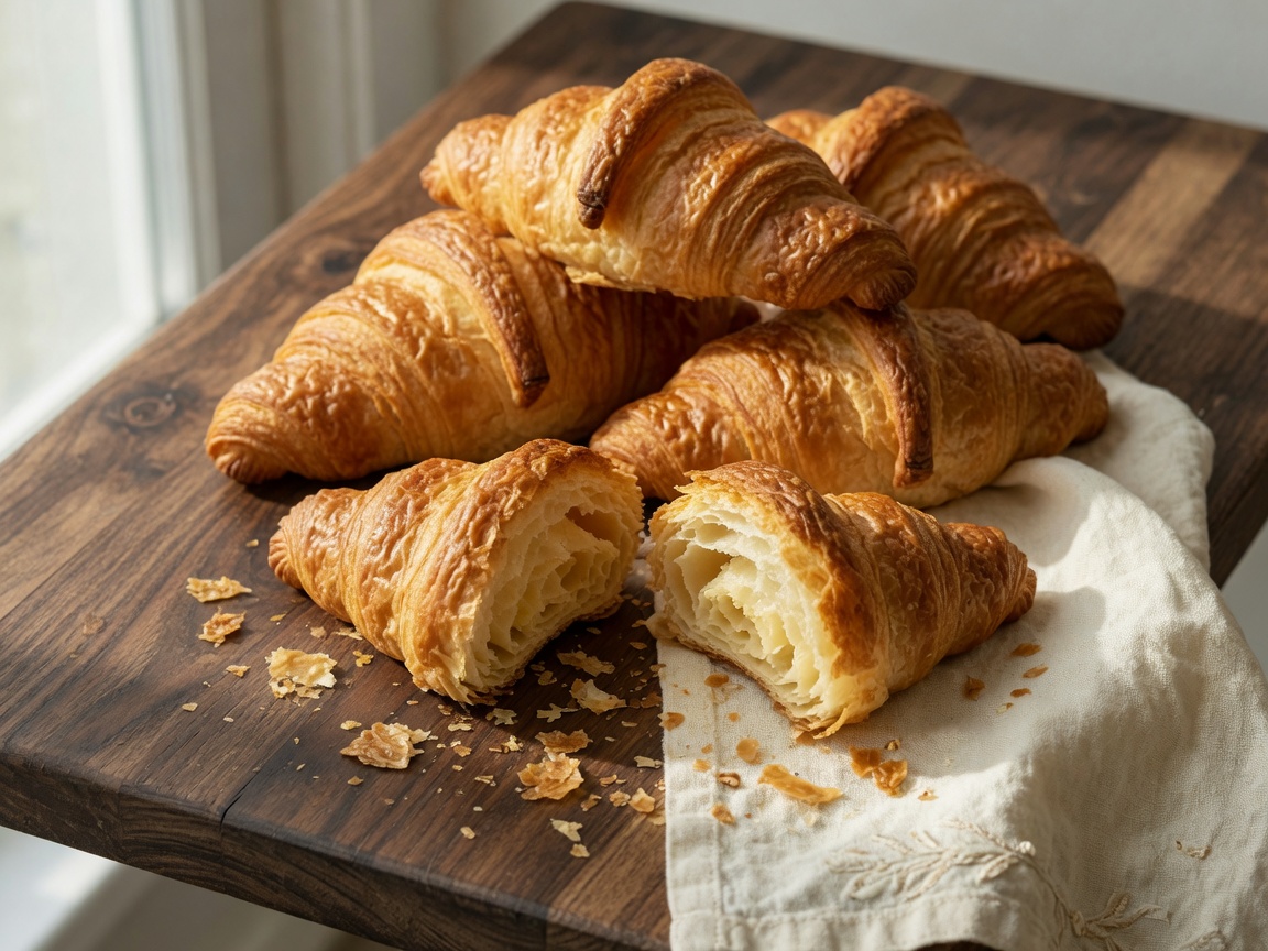 Golden butter croissants