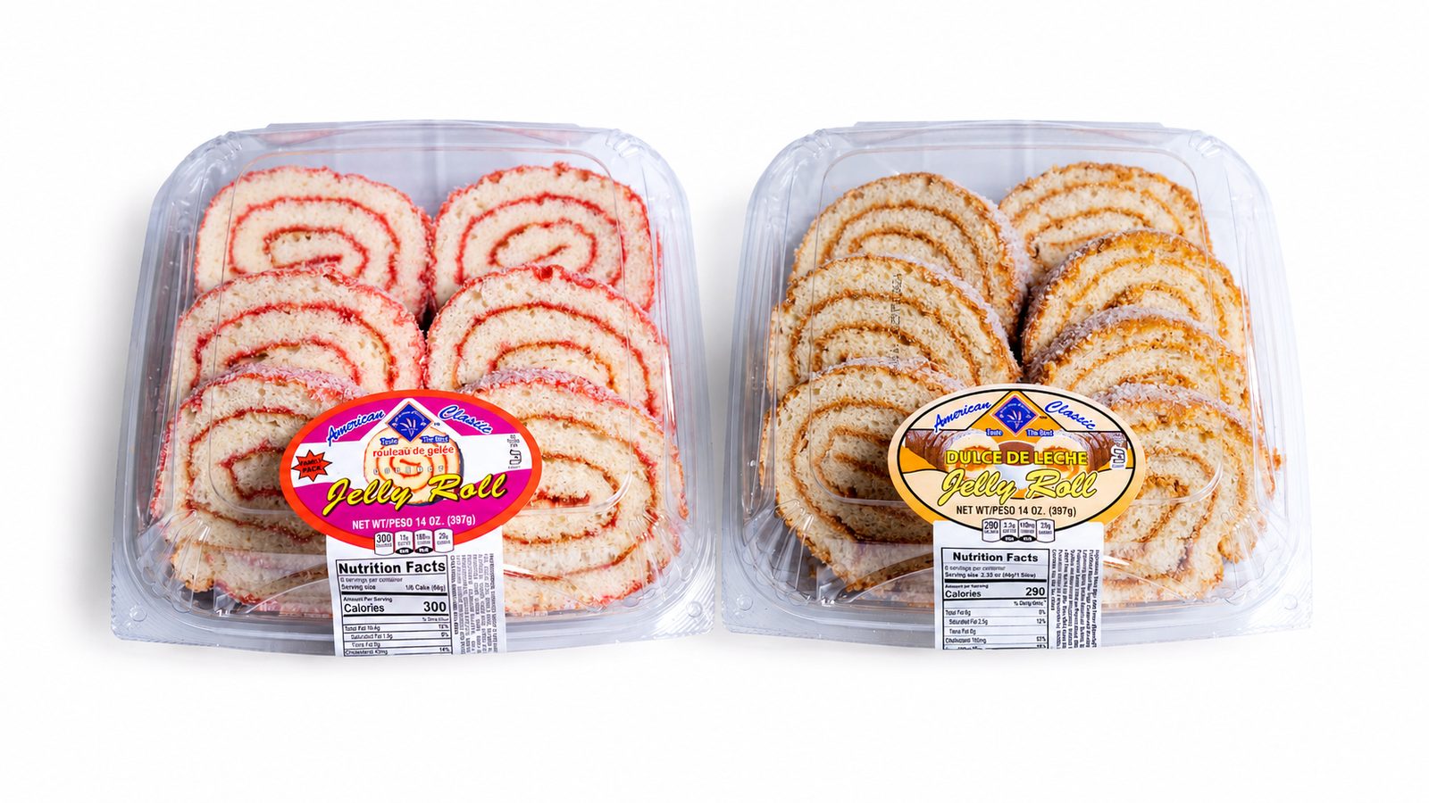 American Classic strawberry and dulce de leche jelly rolls